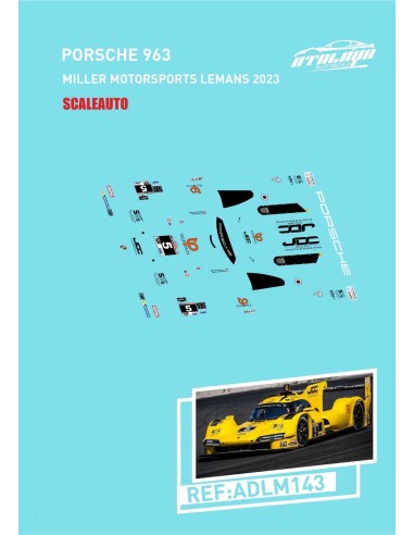 Calcomanía Porsche 963 Scaleauto  - Miller Motorsports LeMans 2023